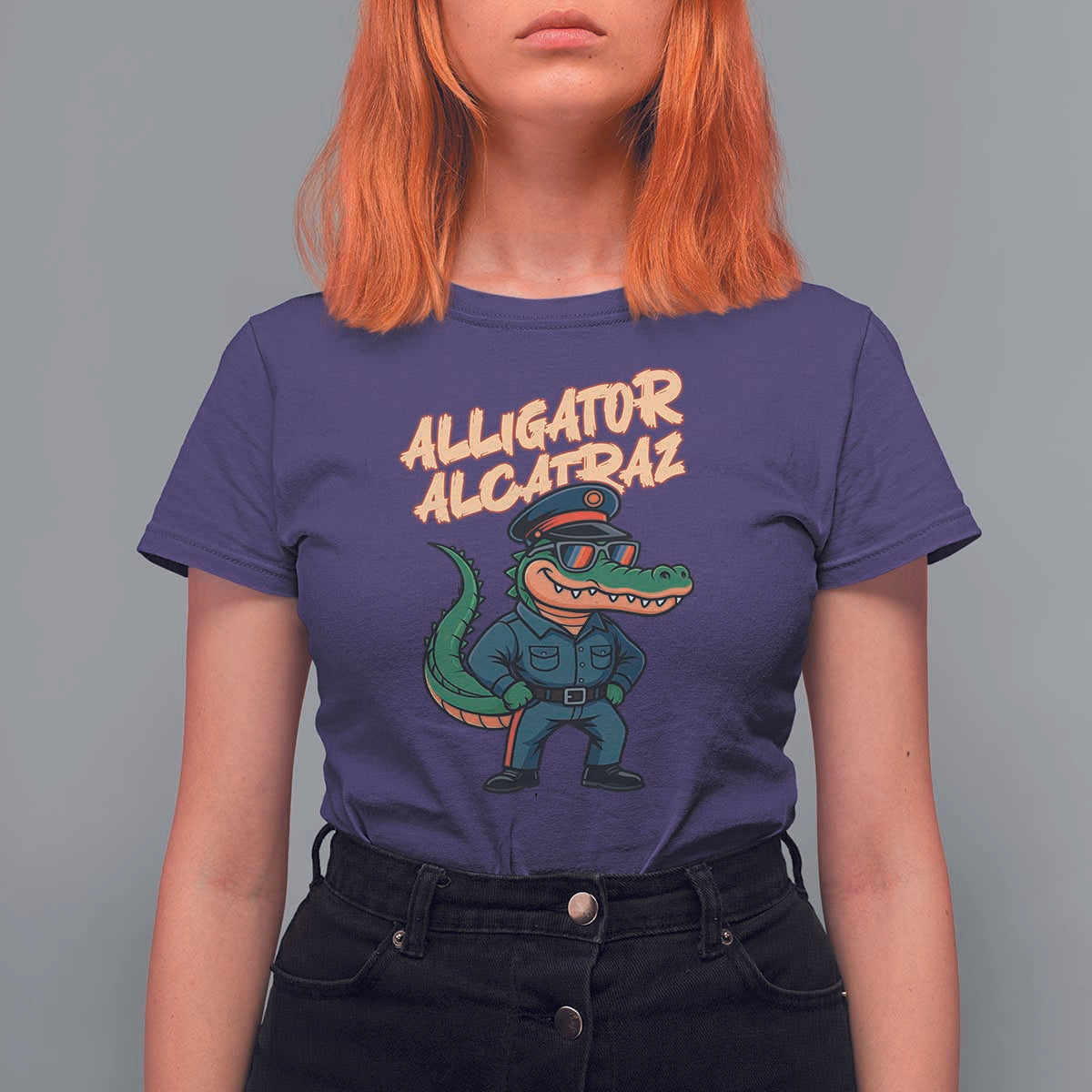 Alligator Alcatraz Political T Shirt For Women Funny Florida Gator Cop with Attitude - Wonder Print Shop