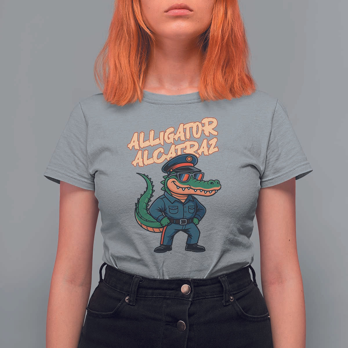 Alligator Alcatraz Political T Shirt For Women Funny Florida Gator Cop with Attitude - Wonder Print Shop
