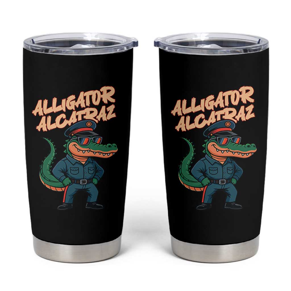 Alligator Alcatraz Political Tumbler Cup Funny Florida Gator Cop with Attitude - Wonder Print Shop