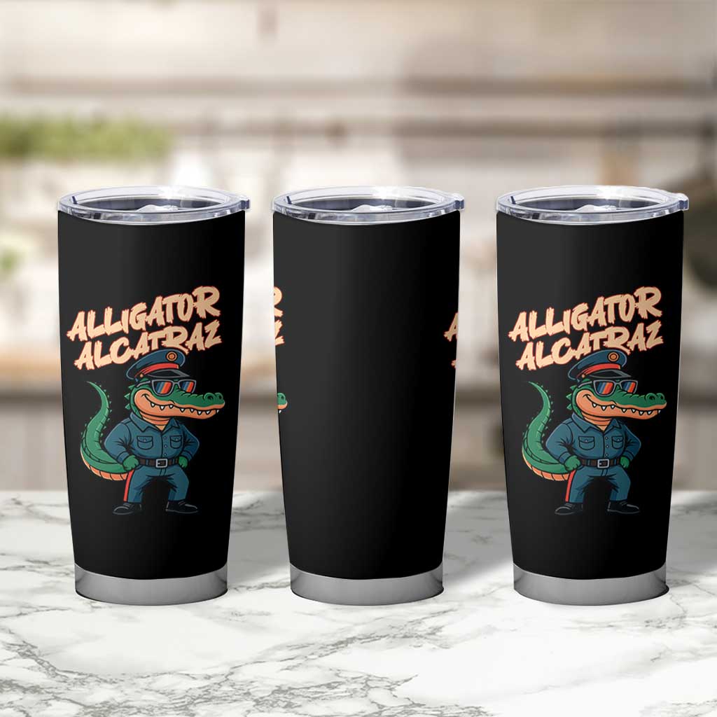 Alligator Alcatraz Political Tumbler Cup Funny Florida Gator Cop with Attitude - Wonder Print Shop