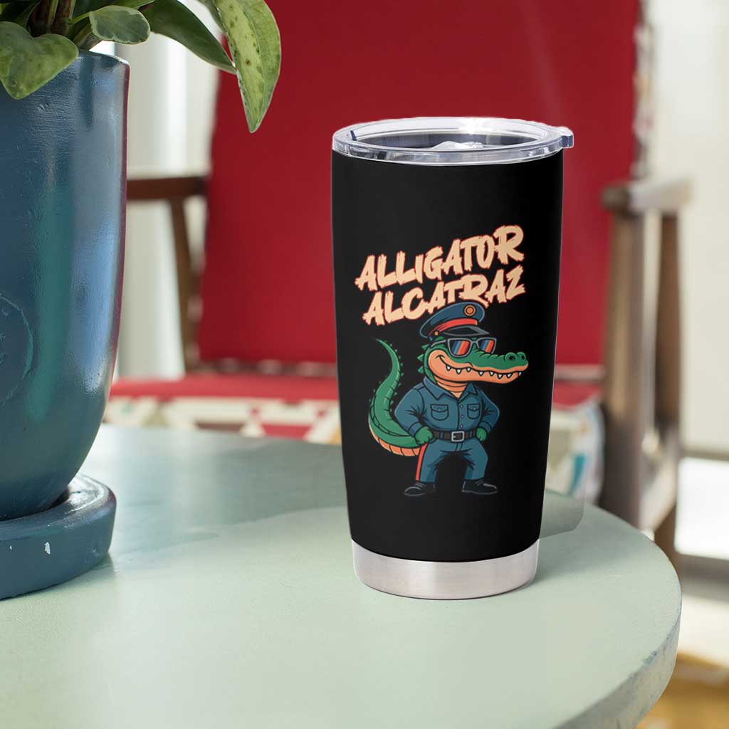 Alligator Alcatraz Political Tumbler Cup Funny Florida Gator Cop with Attitude - Wonder Print Shop