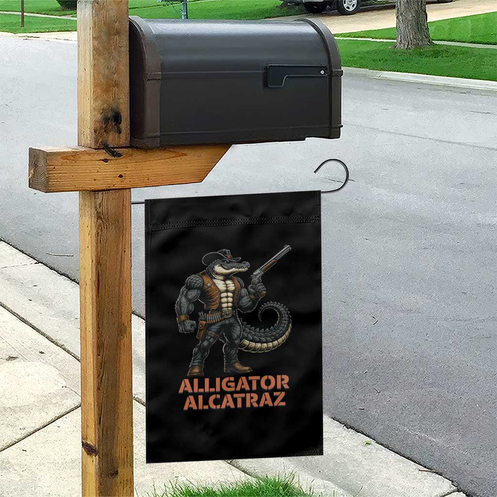 Alligator Alcatraz Gunslinger Garden Flag Swamp Outlaw Satire Patriotic Rebel - Wonder Print Shop