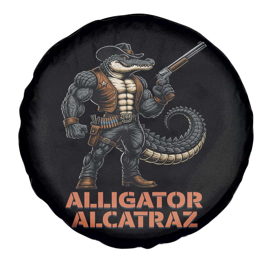 Alligator Alcatraz Gunslinger Spare Tire Cover Swamp Outlaw Satire Patriotic Rebel - Wonder Print Shop