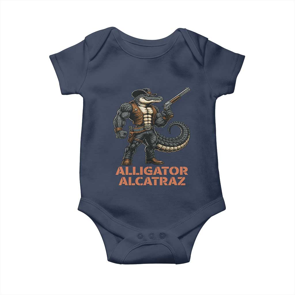 Alligator Alcatraz Gunslinger Baby Onesie Swamp Outlaw Satire Patriotic Rebel - Wonder Print Shop