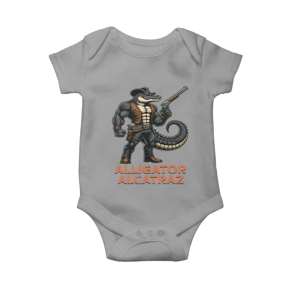 Alligator Alcatraz Gunslinger Baby Onesie Swamp Outlaw Satire Patriotic Rebel - Wonder Print Shop