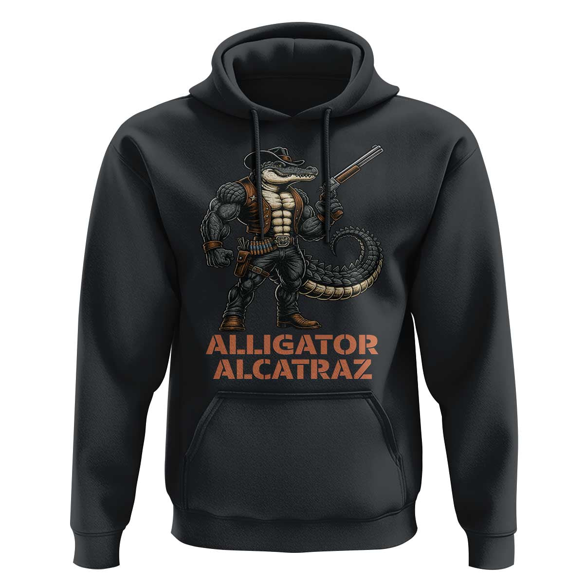 Alligator Alcatraz Gunslinger Hoodie Swamp Outlaw Satire Patriotic Rebel - Wonder Print Shop