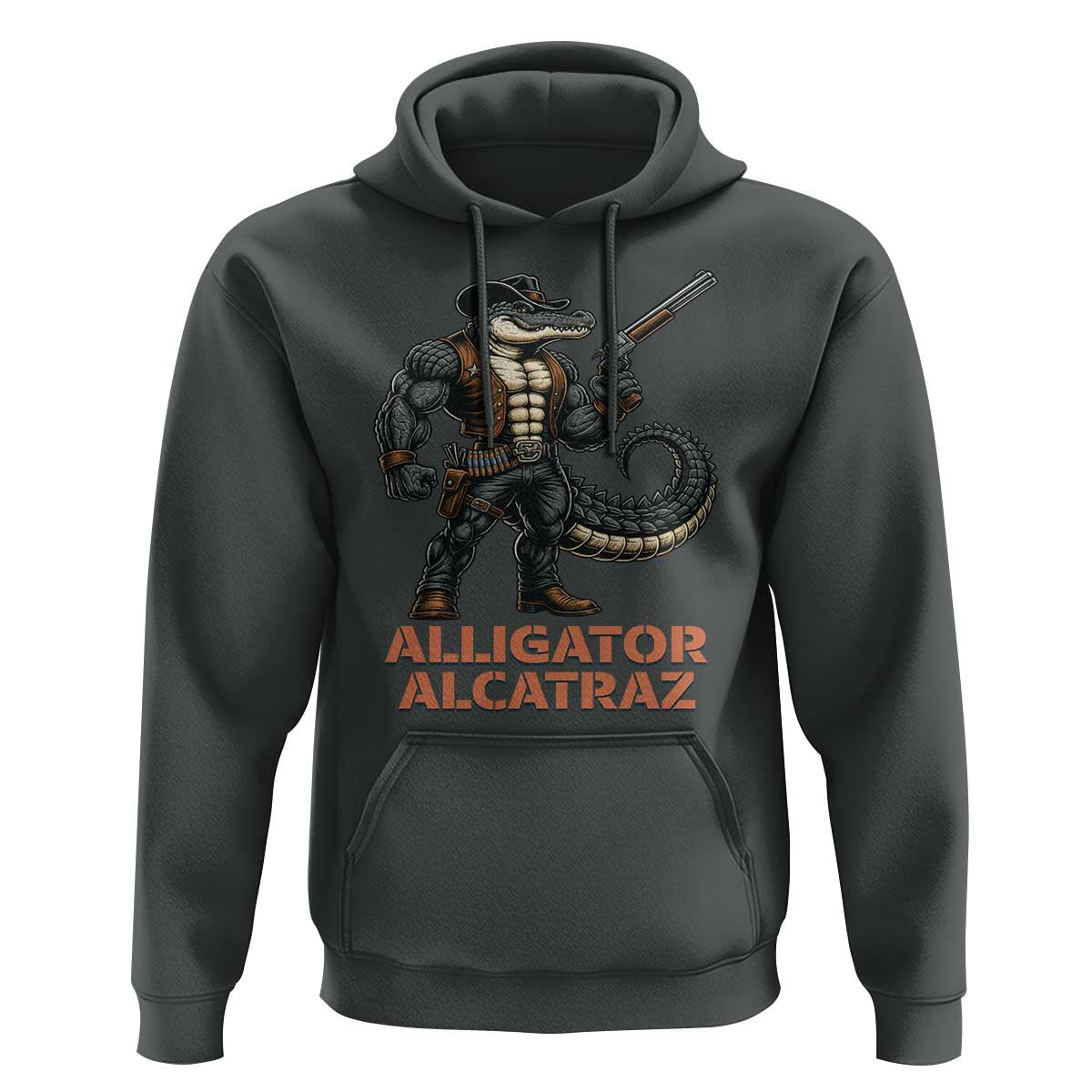 Alligator Alcatraz Gunslinger Hoodie Swamp Outlaw Satire Patriotic Rebel - Wonder Print Shop