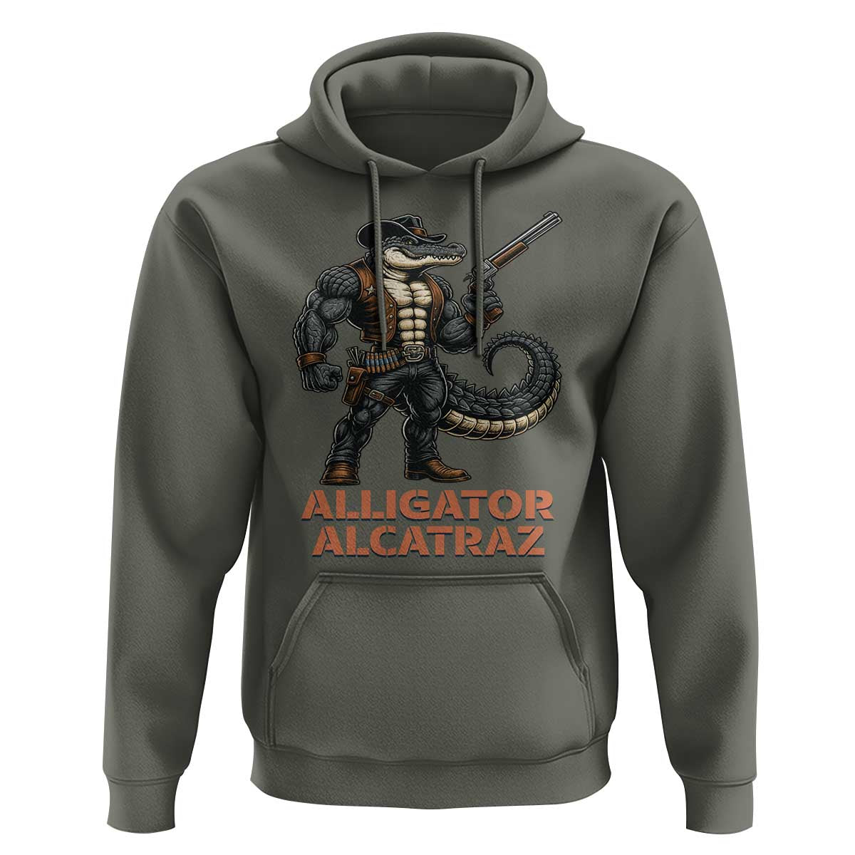 Alligator Alcatraz Gunslinger Hoodie Swamp Outlaw Satire Patriotic Rebel - Wonder Print Shop