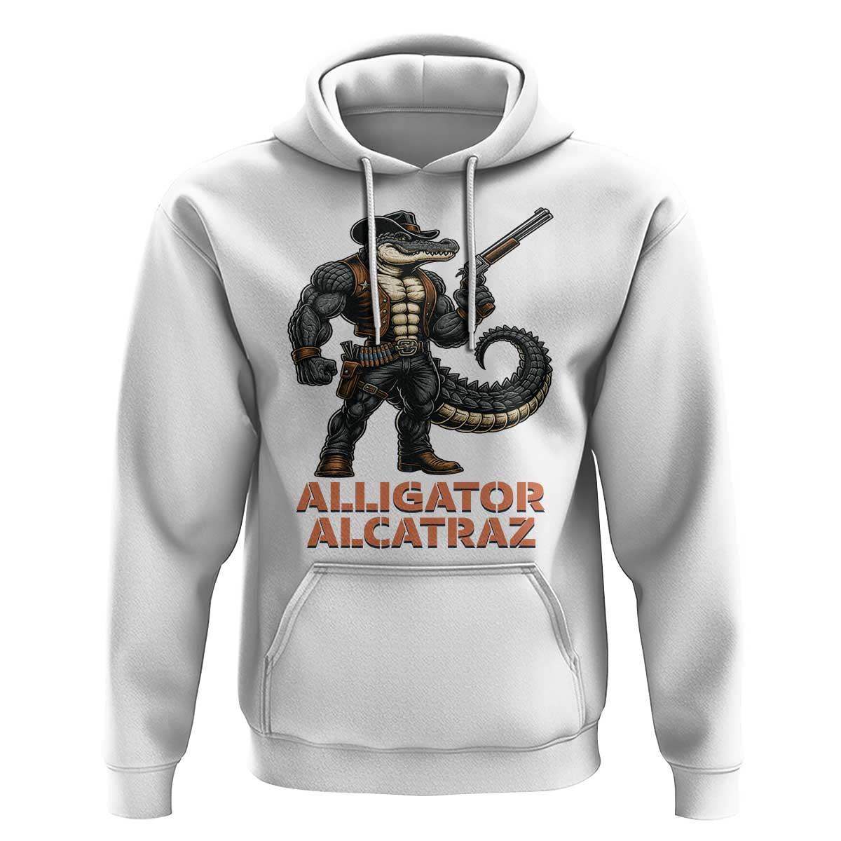 Alligator Alcatraz Gunslinger Hoodie Swamp Outlaw Satire Patriotic Rebel - Wonder Print Shop