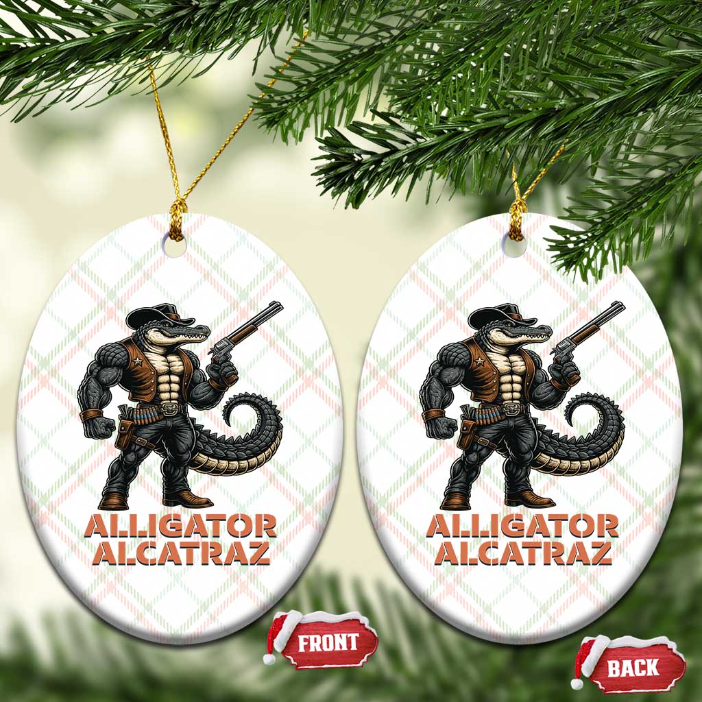 Alligator Alcatraz Gunslinger Ceramic Ornament Swamp Outlaw Satire Patriotic Rebel - Wonder Print Shop