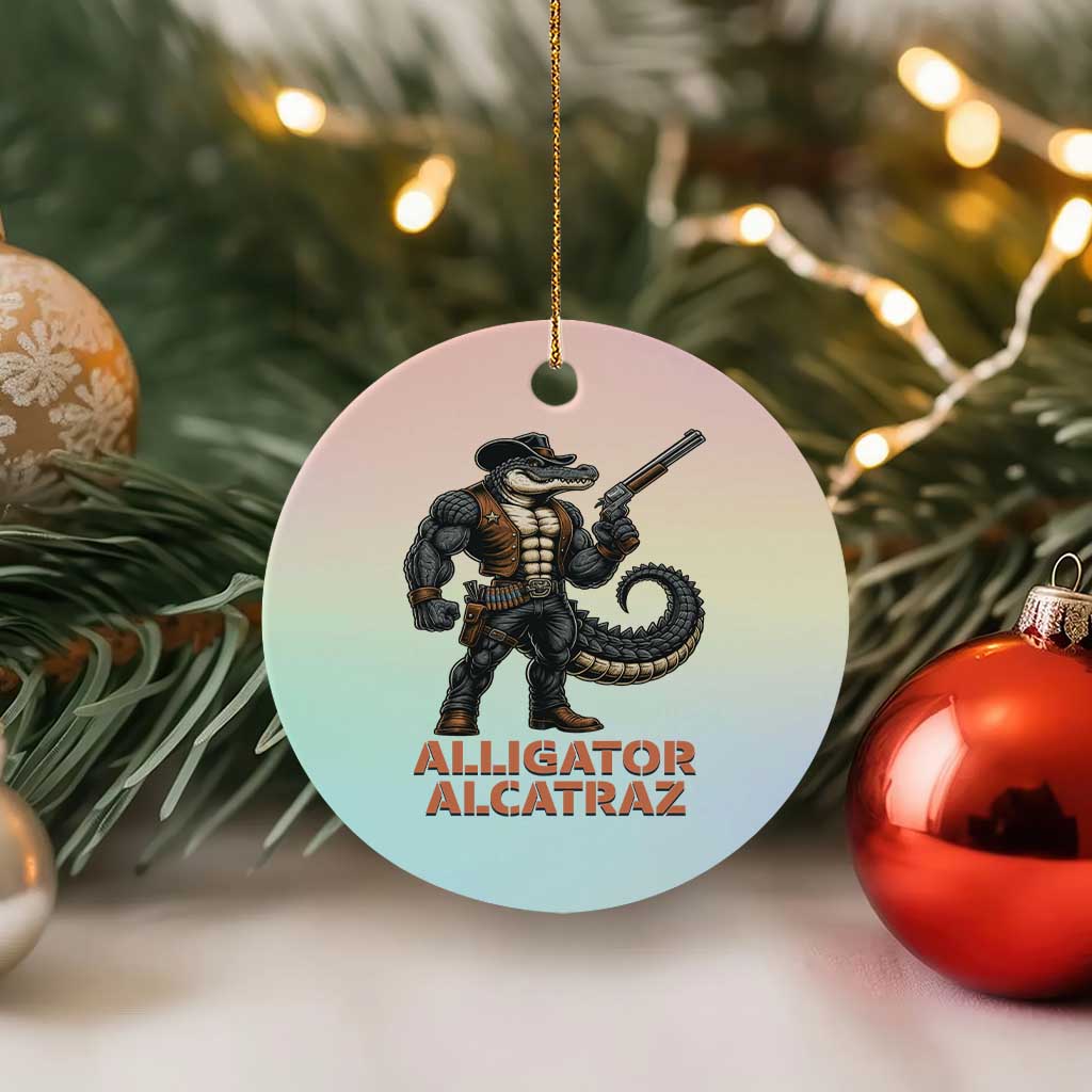 Alligator Alcatraz Gunslinger Ceramic Ornament Swamp Outlaw Satire Patriotic Rebel - Wonder Print Shop