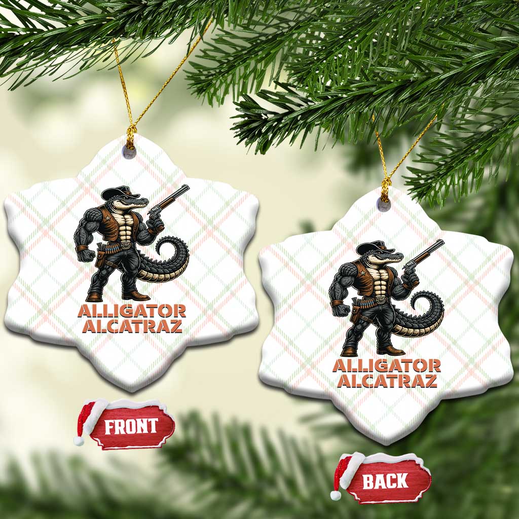 Alligator Alcatraz Gunslinger Ceramic Ornament Swamp Outlaw Satire Patriotic Rebel - Wonder Print Shop