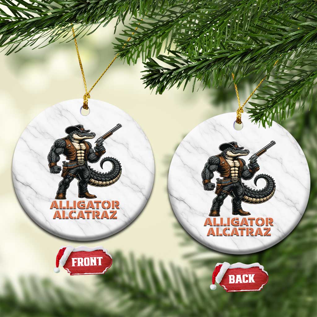 Alligator Alcatraz Gunslinger Ceramic Ornament Swamp Outlaw Satire Patriotic Rebel - Wonder Print Shop