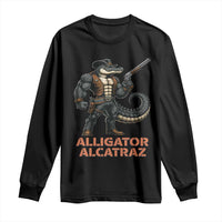 Alligator Alcatraz Gunslinger Long Sleeve Shirt Swamp Outlaw Satire Patriotic Rebel - Wonder Print Shop