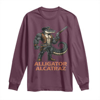 Alligator Alcatraz Gunslinger Long Sleeve Shirt Swamp Outlaw Satire Patriotic Rebel - Wonder Print Shop