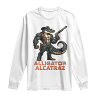 Alligator Alcatraz Gunslinger Long Sleeve Shirt Swamp Outlaw Satire Patriotic Rebel - Wonder Print Shop