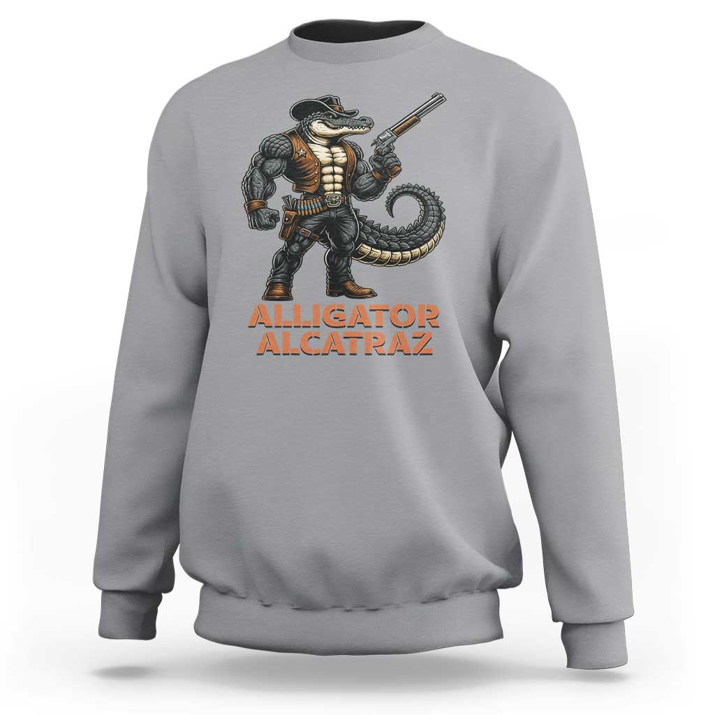 Alligator Alcatraz Gunslinger Sweatshirt Swamp Outlaw Satire Patriotic Rebel - Wonder Print Shop