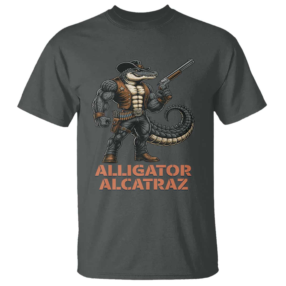 Alligator Alcatraz Gunslinger T Shirt Swamp Outlaw Satire Patriotic Rebel - Wonder Print Shop