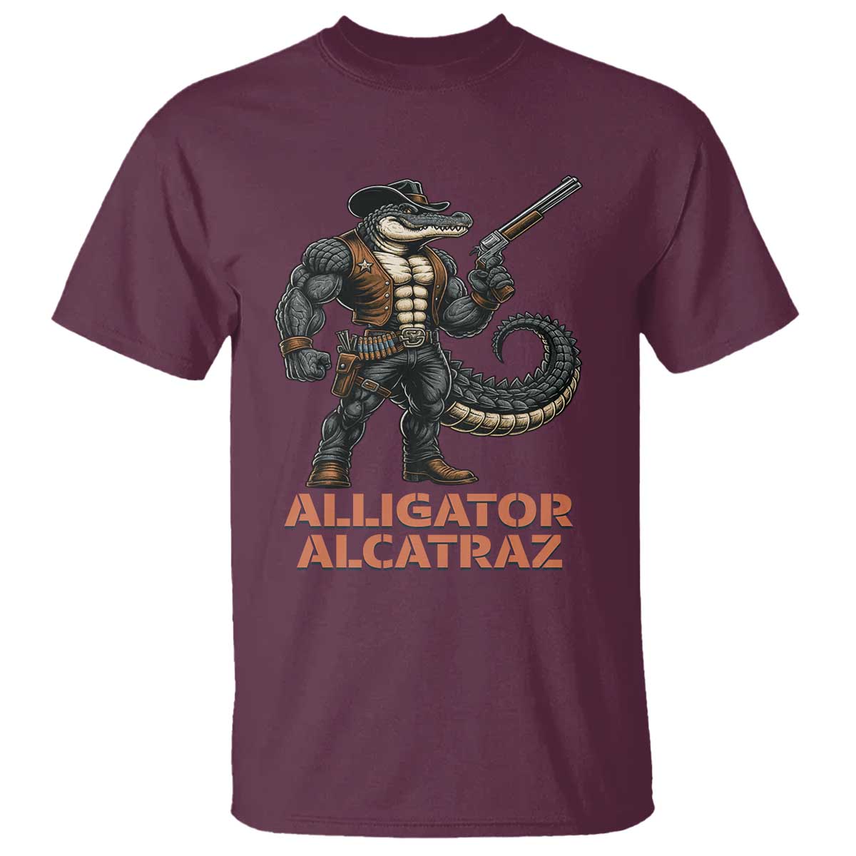 Alligator Alcatraz Gunslinger T Shirt Swamp Outlaw Satire Patriotic Rebel - Wonder Print Shop