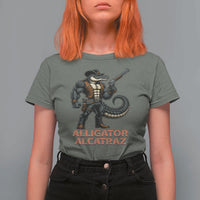Alligator Alcatraz Gunslinger T Shirt For Women Swamp Outlaw Satire Patriotic Rebel - Wonder Print Shop