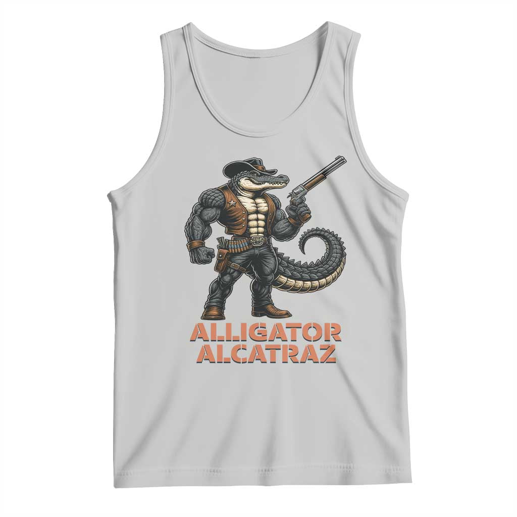 Alligator Alcatraz Gunslinger Tank Top Swamp Outlaw Satire Patriotic Rebel - Wonder Print Shop