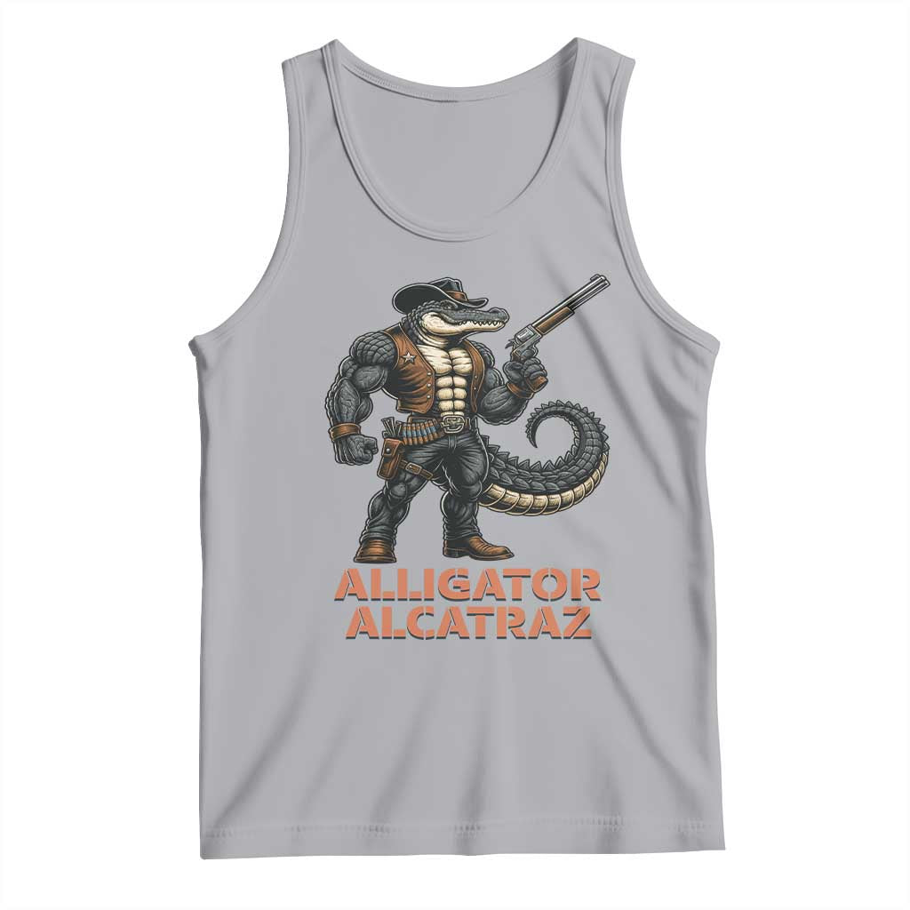 Alligator Alcatraz Gunslinger Tank Top Swamp Outlaw Satire Patriotic Rebel - Wonder Print Shop