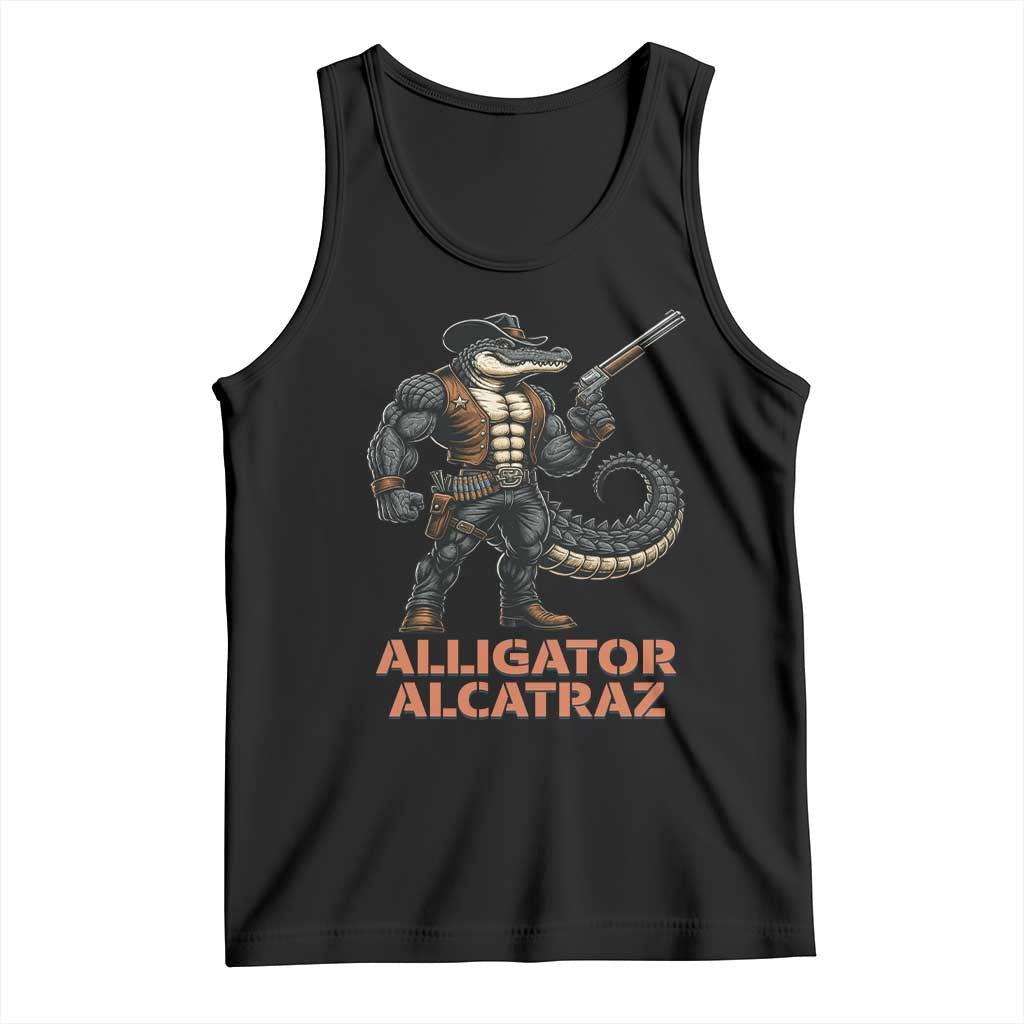 Alligator Alcatraz Gunslinger Tank Top Swamp Outlaw Satire Patriotic Rebel - Wonder Print Shop