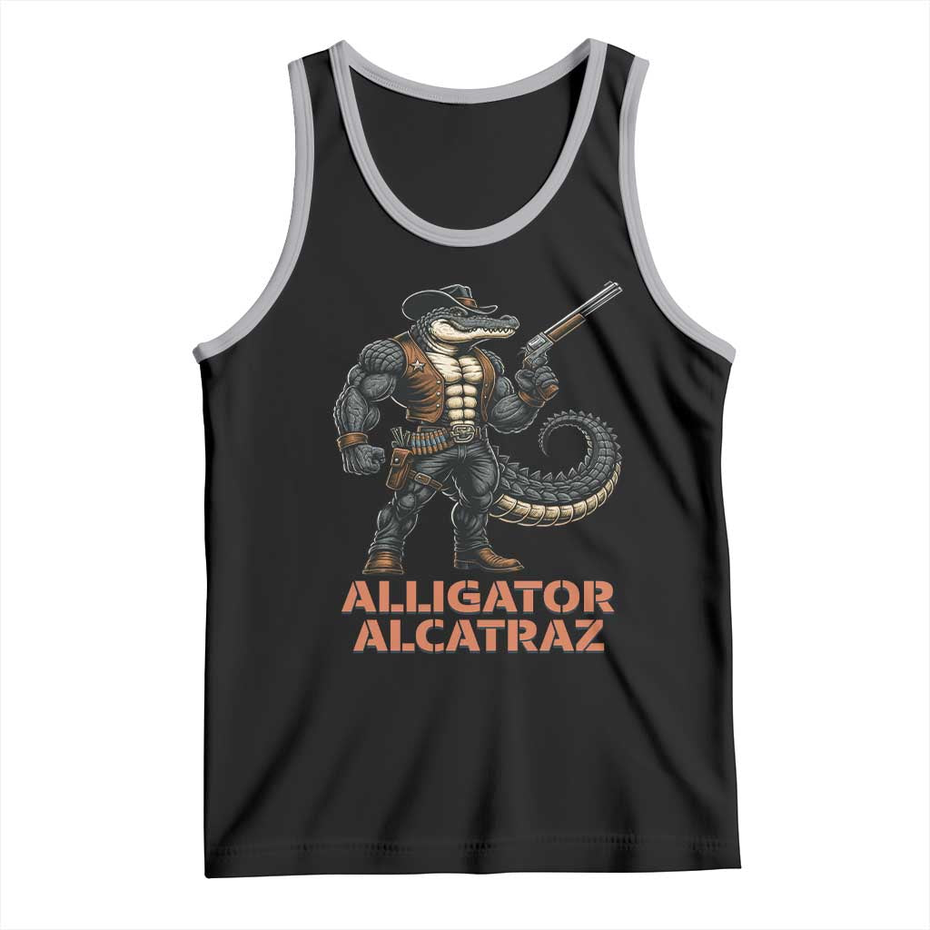 Alligator Alcatraz Gunslinger Tank Top Swamp Outlaw Satire Patriotic Rebel - Wonder Print Shop