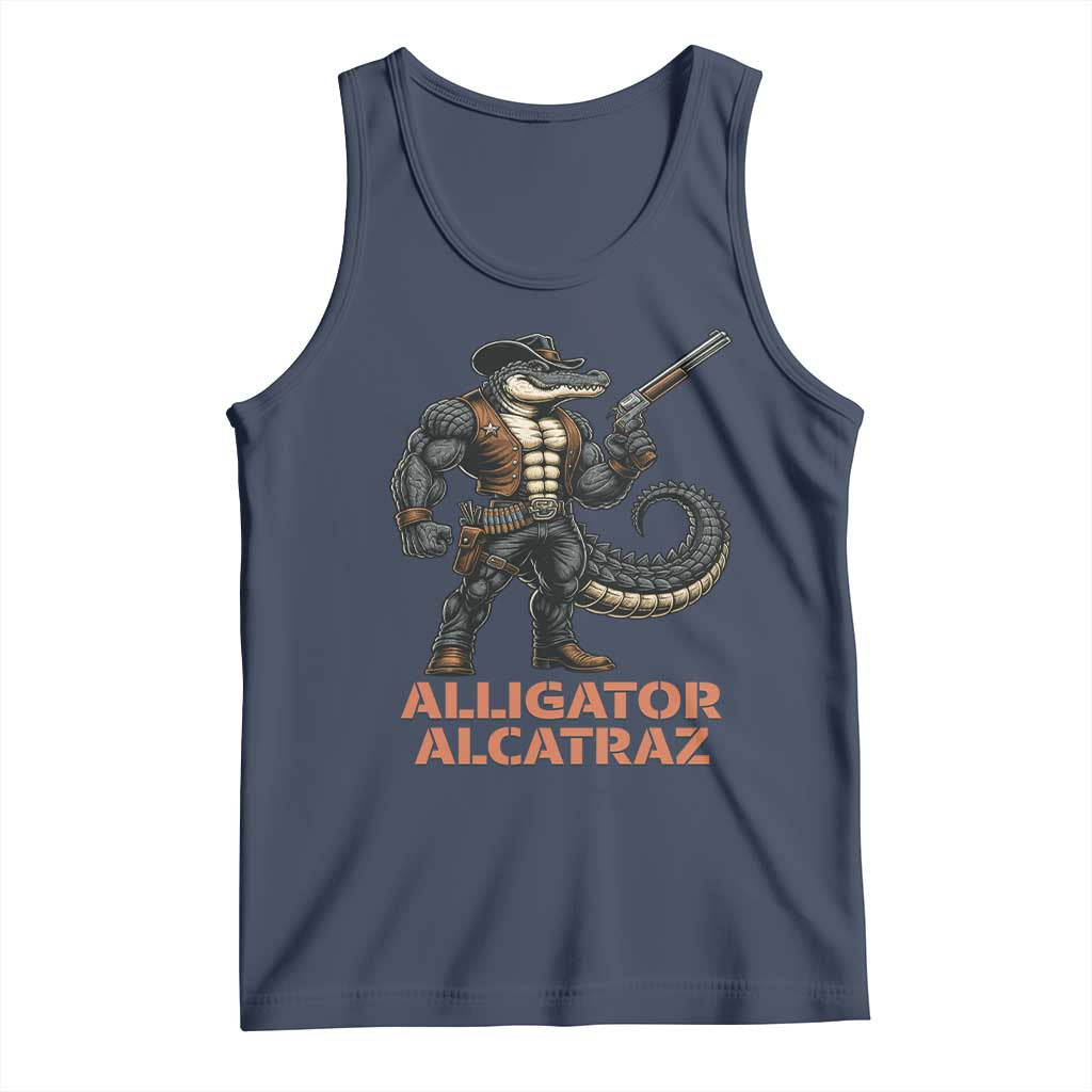Alligator Alcatraz Gunslinger Tank Top Swamp Outlaw Satire Patriotic Rebel - Wonder Print Shop
