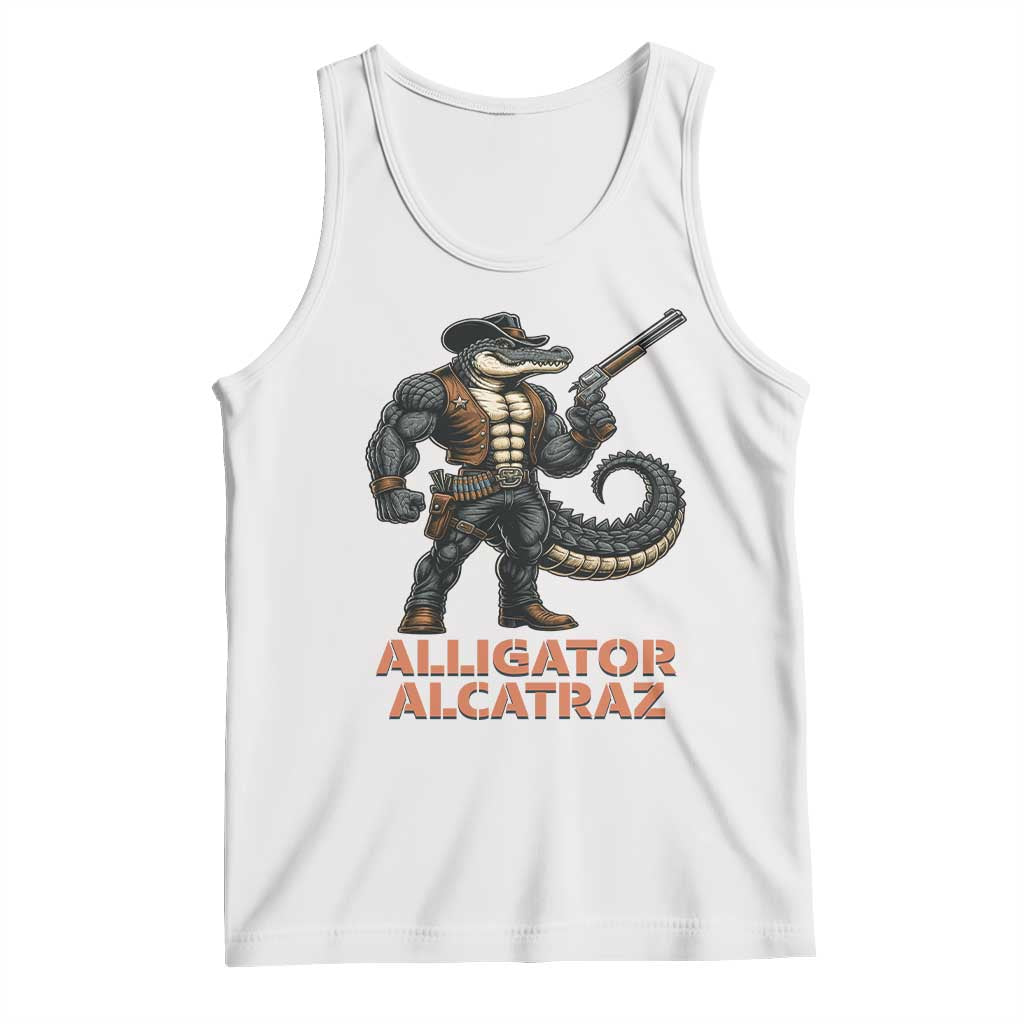 Alligator Alcatraz Gunslinger Tank Top Swamp Outlaw Satire Patriotic Rebel - Wonder Print Shop