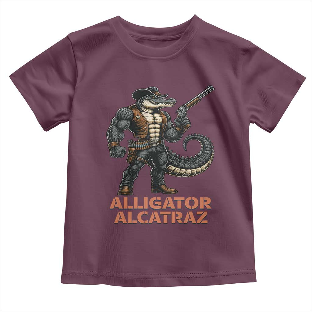 Alligator Alcatraz Gunslinger Toddler T Shirt Swamp Outlaw Satire Patriotic Rebel - Wonder Print Shop