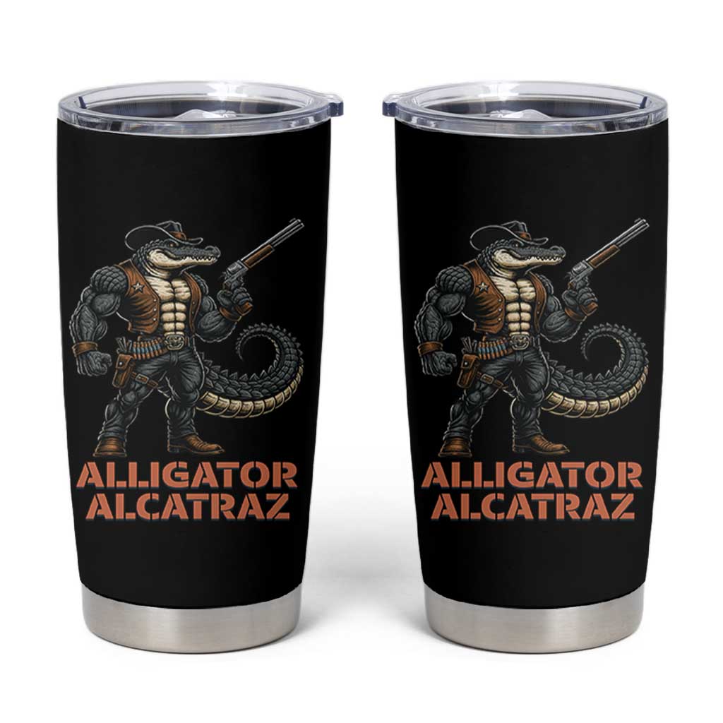 Alligator Alcatraz Gunslinger Tumbler Cup Swamp Outlaw Satire Patriotic Rebel - Wonder Print Shop