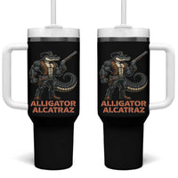 Alligator Alcatraz Gunslinger Tumbler With Handle Swamp Outlaw Satire Patriotic Rebel - Wonder Print Shop