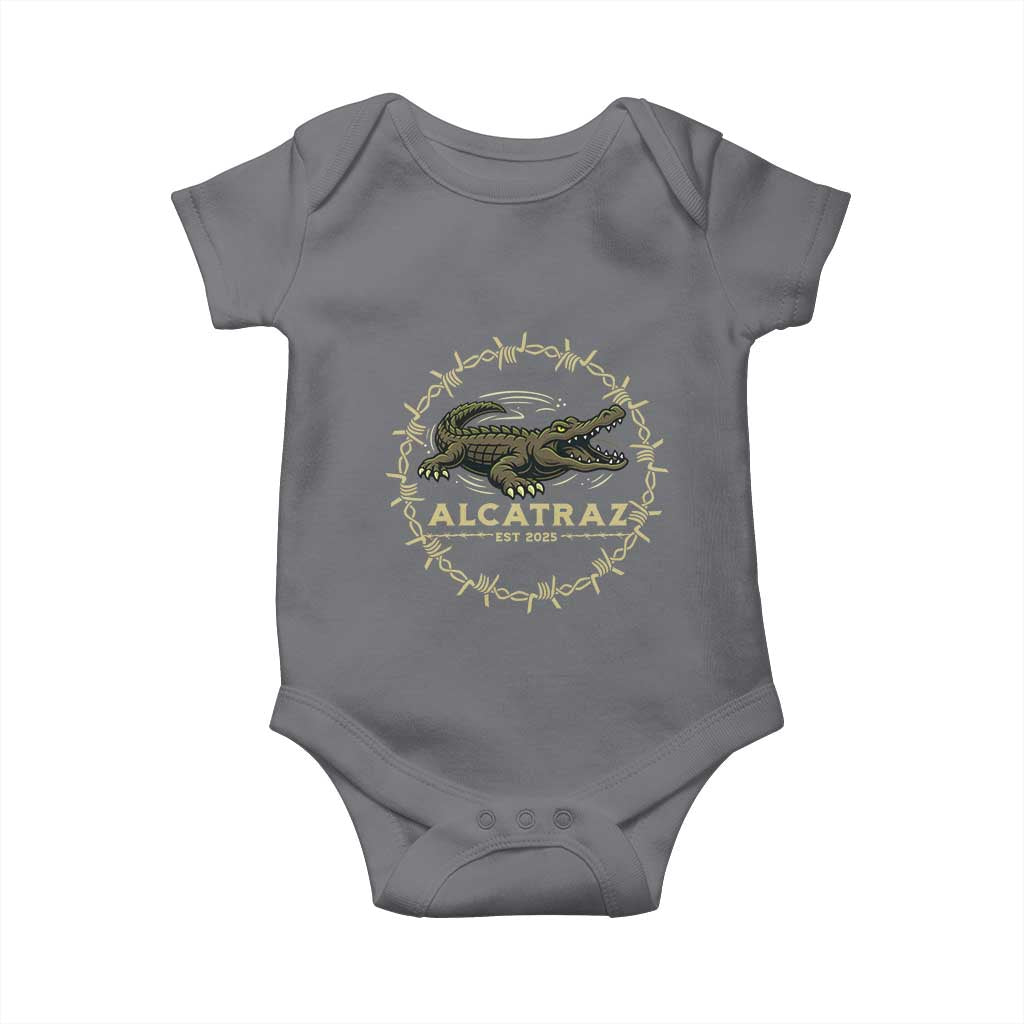 Alligator Alcatraz 2025 Baby Onesie Gator Lockdown Political Satire Barbed Wire Swamp Humor - Wonder Print Shop