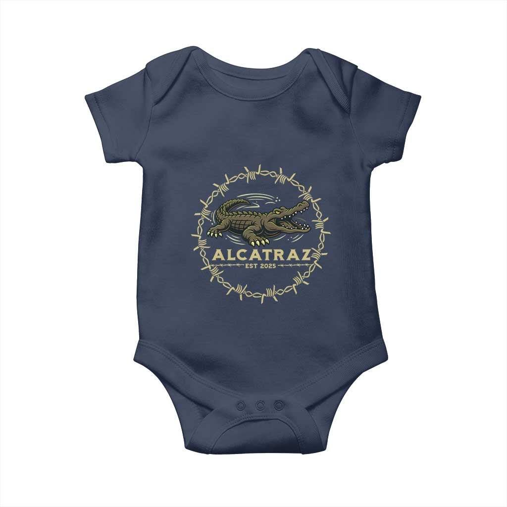 Alligator Alcatraz 2025 Baby Onesie Gator Lockdown Political Satire Barbed Wire Swamp Humor - Wonder Print Shop