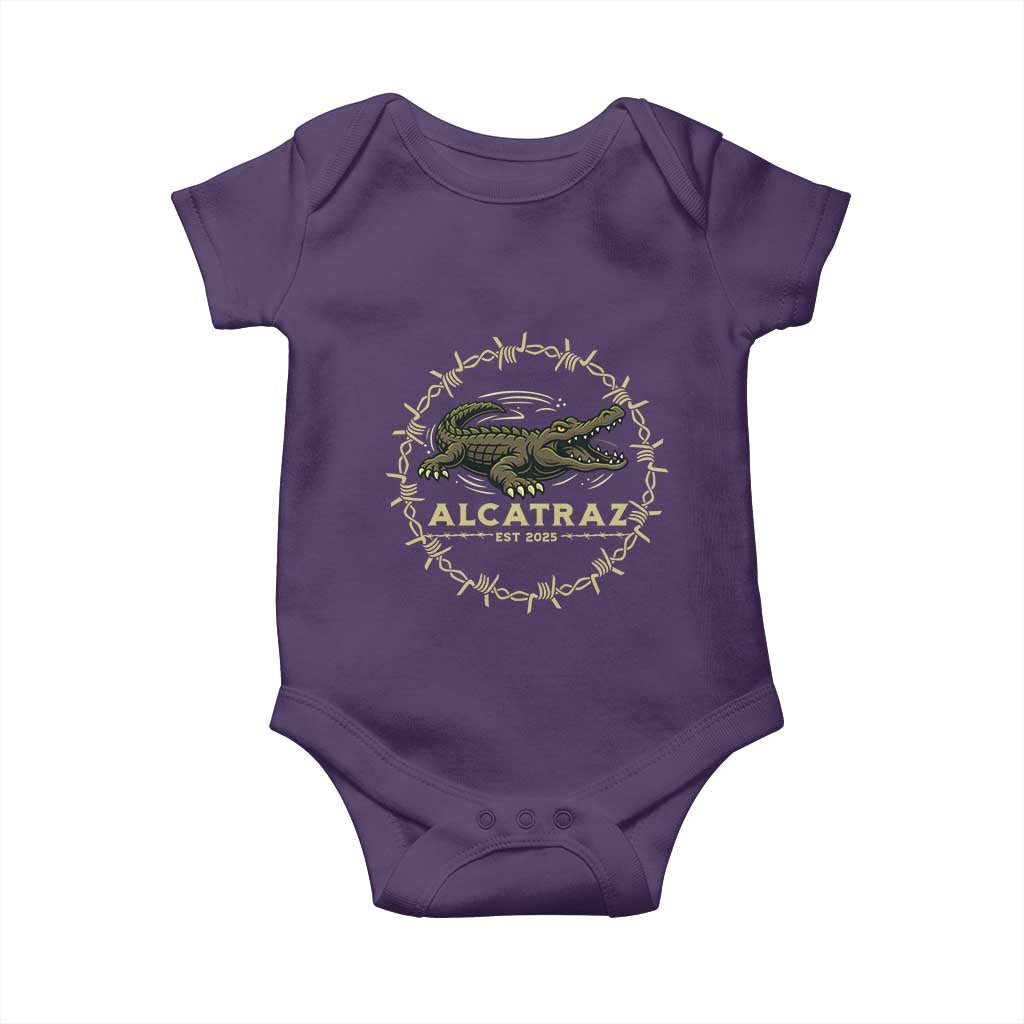 Alligator Alcatraz 2025 Baby Onesie Gator Lockdown Political Satire Barbed Wire Swamp Humor - Wonder Print Shop