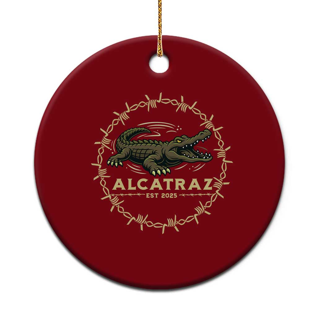 Alligator Alcatraz 2025 Ceramic Ornament Gator Lockdown Political Satire Barbed Wire Swamp Humor - Wonder Print Shop