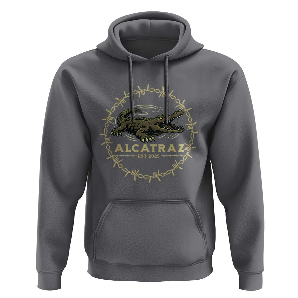 Alligator Alcatraz 2025 Hoodie Gator Lockdown Political Satire Barbed Wire Swamp Humor - Wonder Print Shop
