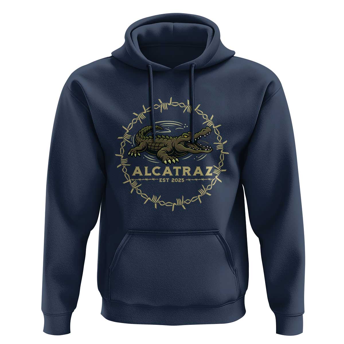 Alligator Alcatraz 2025 Hoodie Gator Lockdown Political Satire Barbed Wire Swamp Humor - Wonder Print Shop