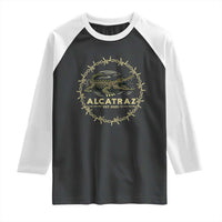 Alligator Alcatraz 2025 Raglan Shirt Gator Lockdown Political Satire Barbed Wire Swamp Humor - Wonder Print Shop