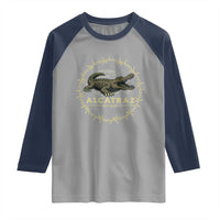 Alligator Alcatraz 2025 Raglan Shirt Gator Lockdown Political Satire Barbed Wire Swamp Humor - Wonder Print Shop
