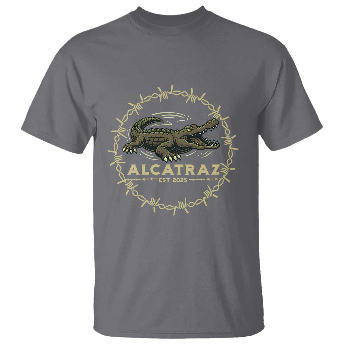 Alligator Alcatraz 2025 T Shirt Gator Lockdown Political Satire Barbed Wire Swamp Humor - Wonder Print Shop