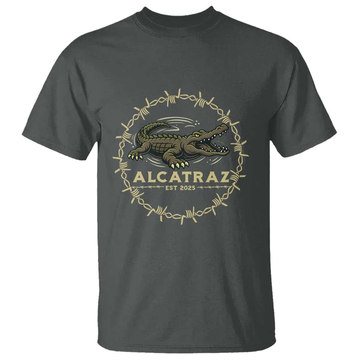Alligator Alcatraz 2025 T Shirt Gator Lockdown Political Satire Barbed Wire Swamp Humor - Wonder Print Shop