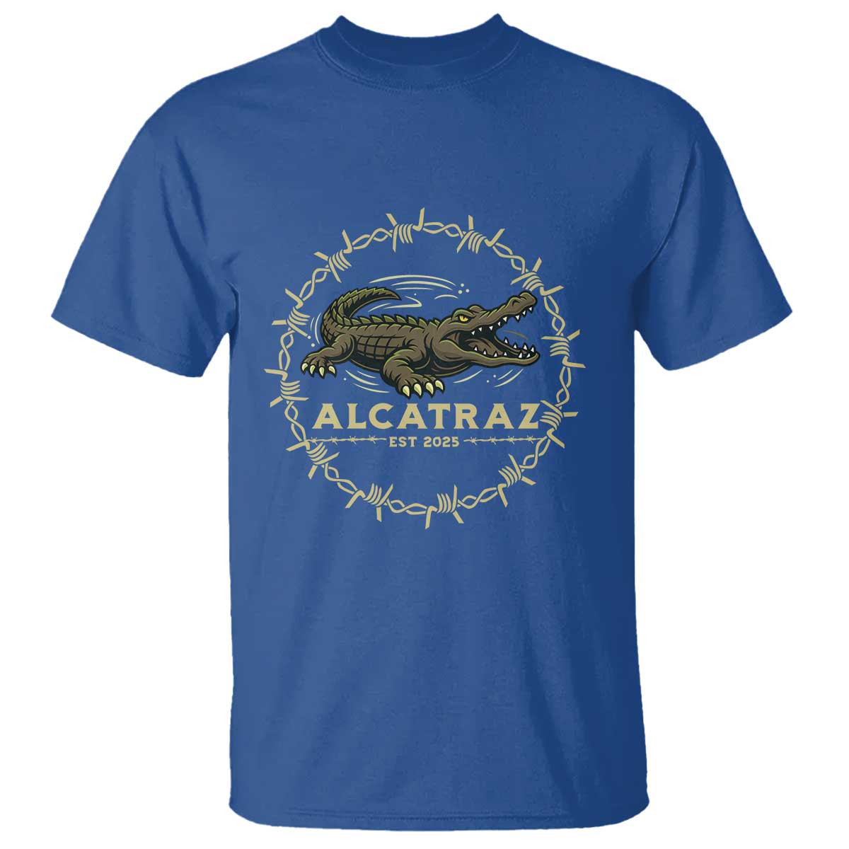 Alligator Alcatraz 2025 T Shirt Gator Lockdown Political Satire Barbed Wire Swamp Humor - Wonder Print Shop