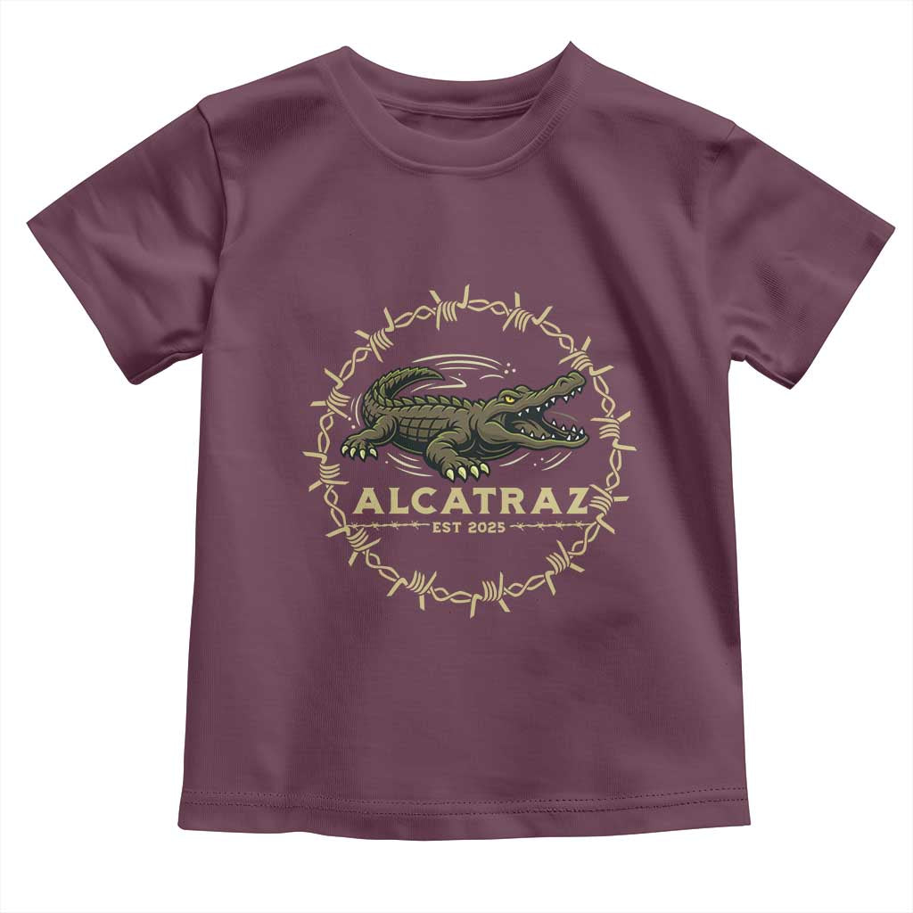 Alligator Alcatraz 2025 Toddler T Shirt Gator Lockdown Political Satire Barbed Wire Swamp Humor - Wonder Print Shop