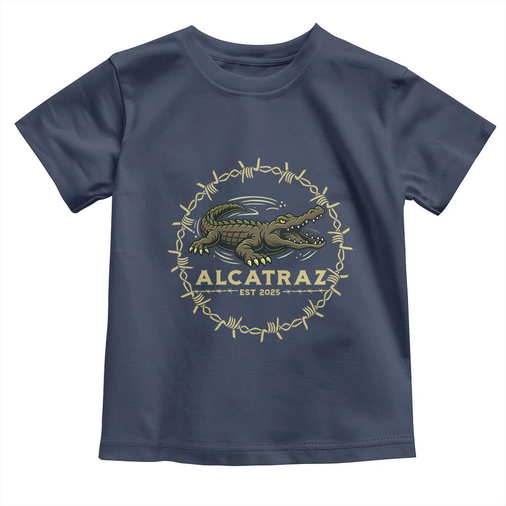 Alligator Alcatraz 2025 Toddler T Shirt Gator Lockdown Political Satire Barbed Wire Swamp Humor - Wonder Print Shop