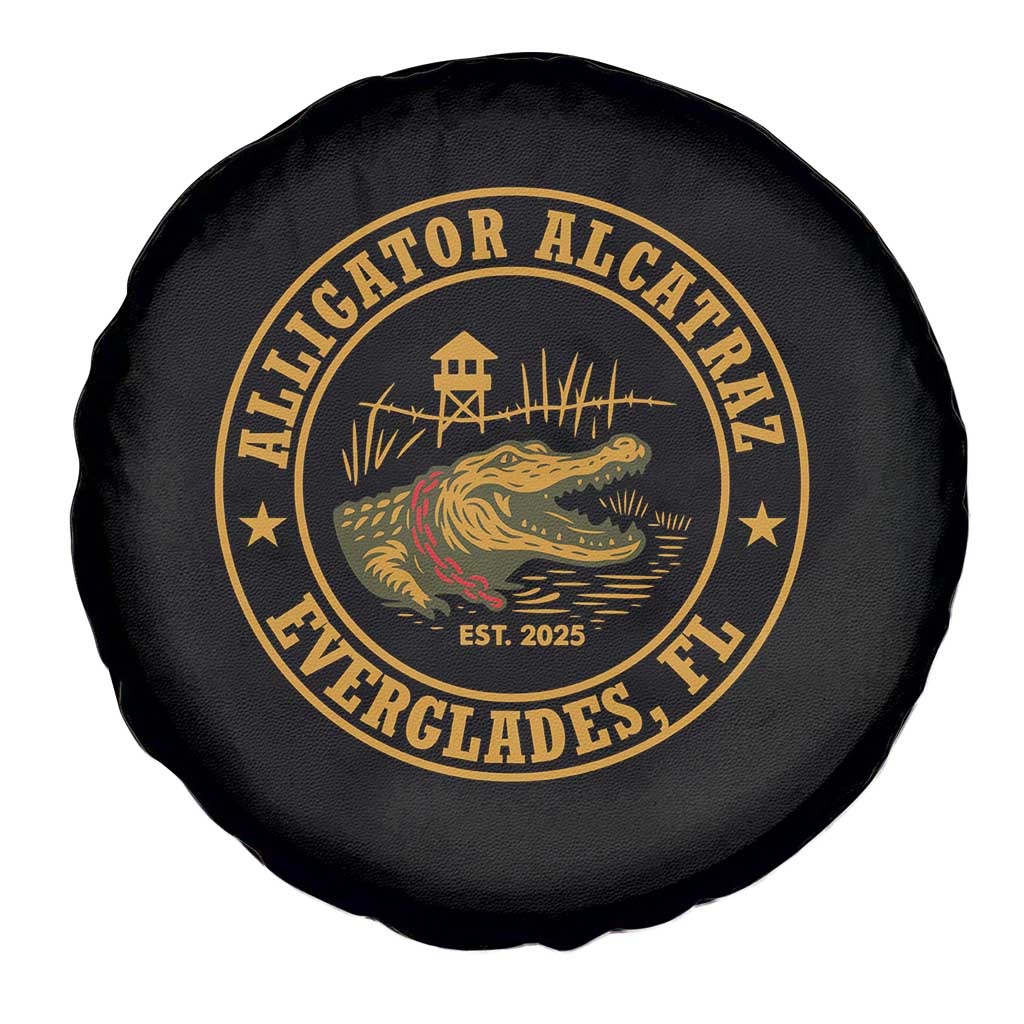 Alligator Alcatraz Everglades FL Spare Tire Cover Vintage Political Satire Swamp Prison Humor - Wonder Print Shop