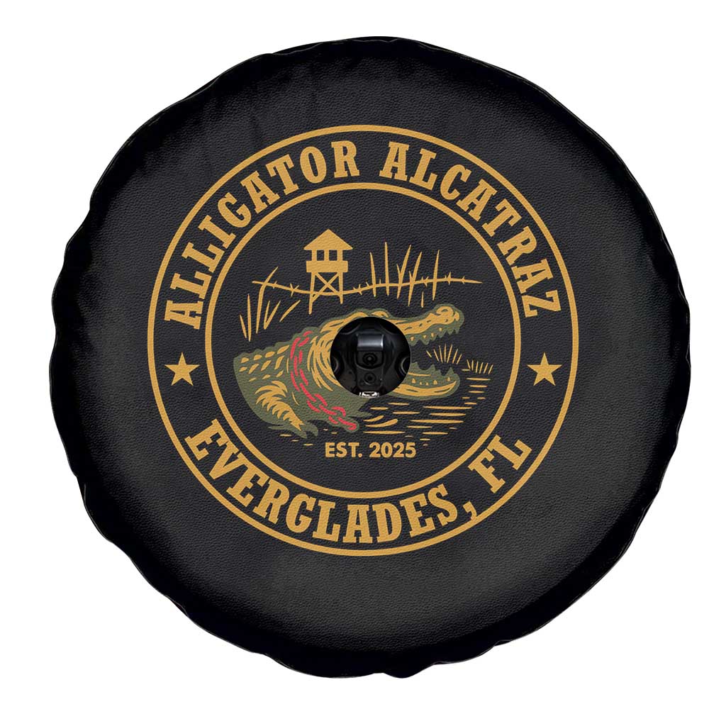 Alligator Alcatraz Everglades FL Spare Tire Cover Vintage Political Satire Swamp Prison Humor - Wonder Print Shop