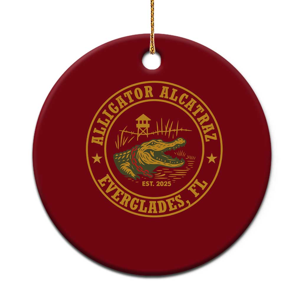 Alligator Alcatraz Everglades FL Ceramic Ornament Vintage Political Satire Swamp Prison Humor - Wonder Print Shop