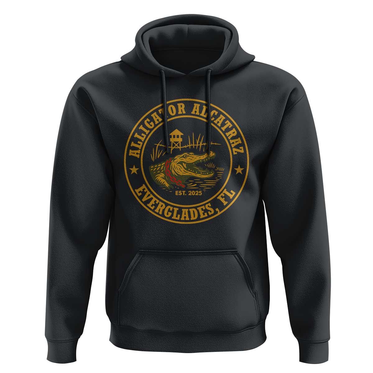 Alligator Alcatraz Everglades FL Hoodie Vintage Political Satire Swamp Prison Humor - Wonder Print Shop